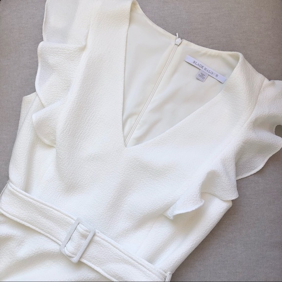 Black Halo Hailey Flutter Sleeve Belted Mini Dress - Picture 5 of 9